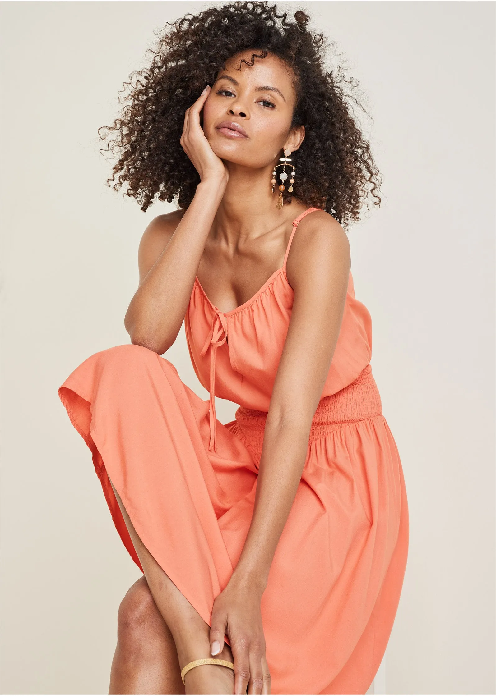 Smocked Midi Dress - Burnt Coral sold by VENUS product image thumbnail 4