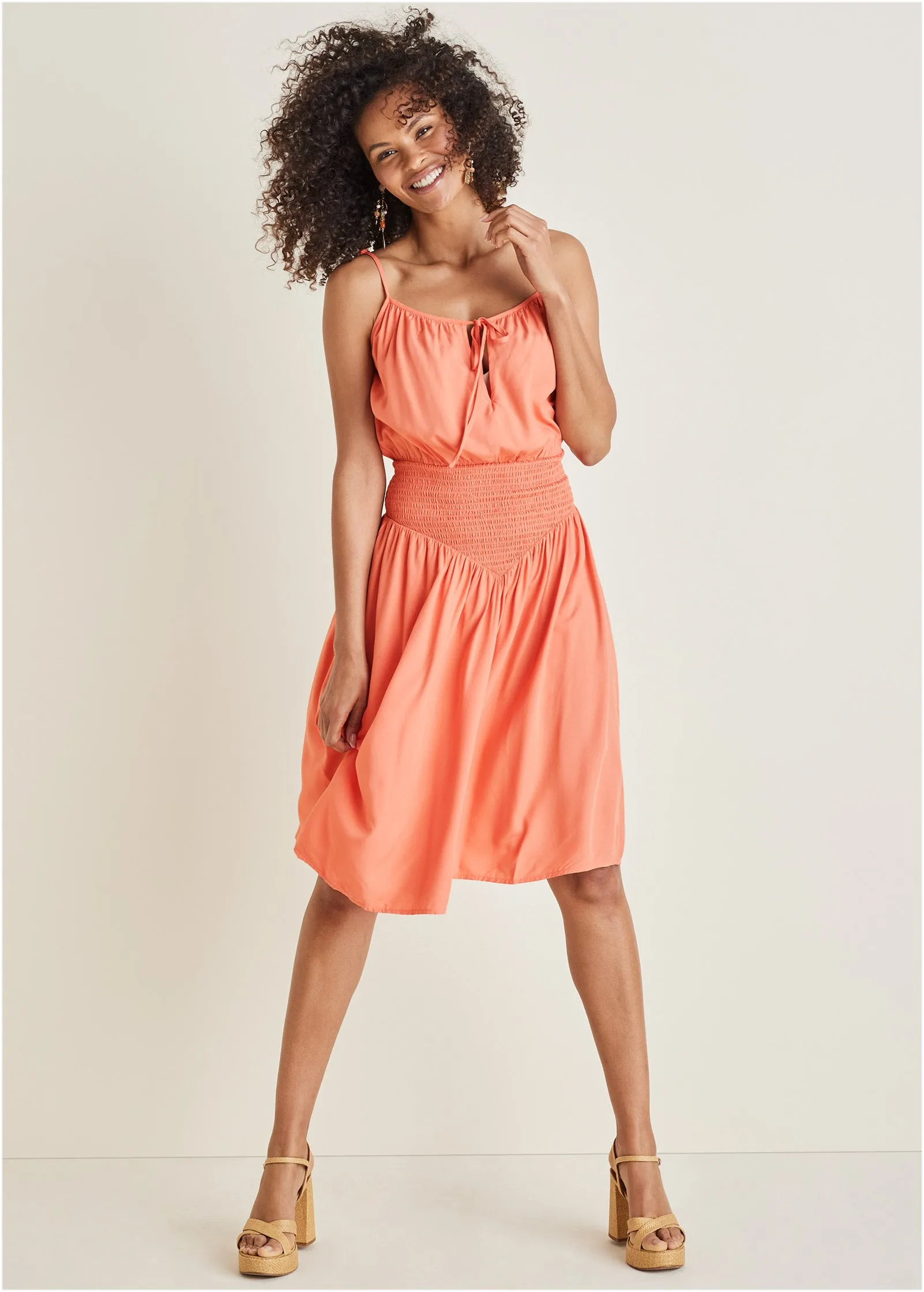 Smocked Midi Dress - Burnt Coral sold by VENUS product image thumbnail 5