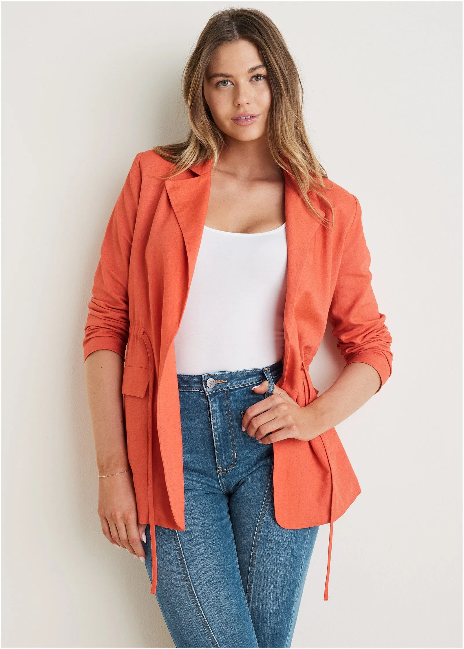 Cotton Linen Blazer - Burnt Orange sold by VENUS product image thumbnail 3