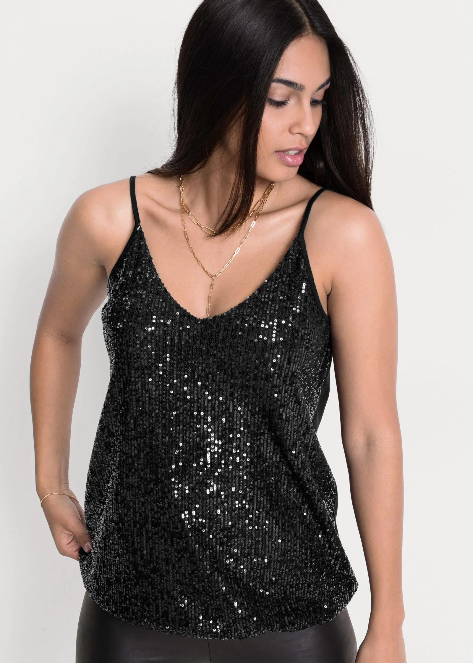 Sequin Tank Top - Black sold by VENUS