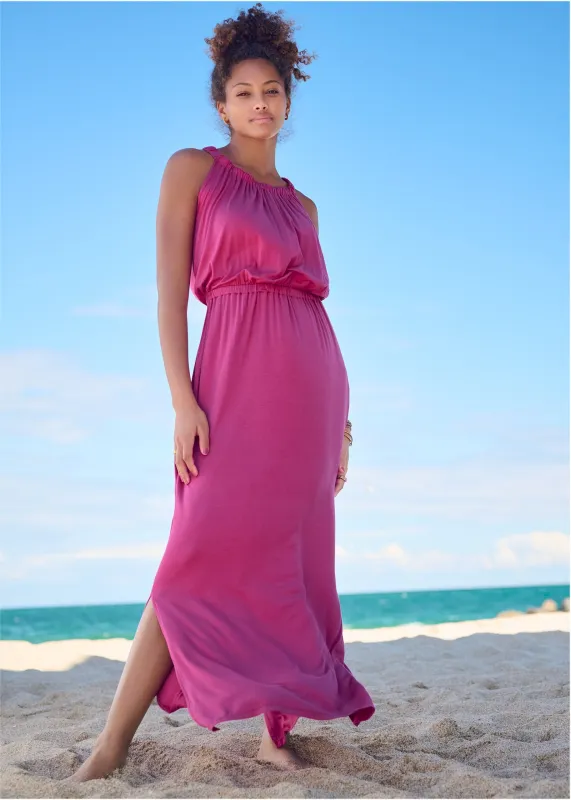 Gathered Neckline Maxi - Passion Fruit sold by VENUS