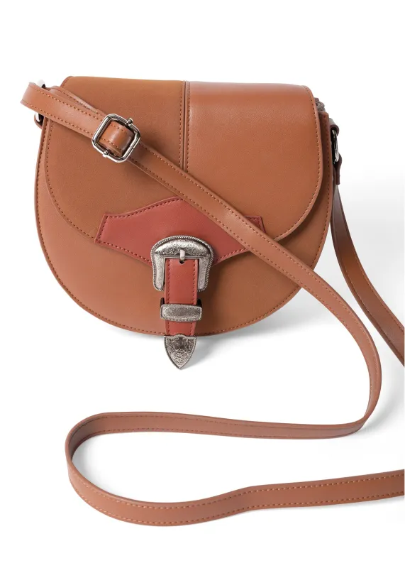 Faux Leather Saddle Bag - Brown Multi sold by VENUS