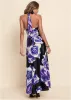 Floral Printed Long Dress - Black & Purple sold by VENUS