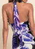 Floral Printed Long Dress - Black & Purple sold by VENUS