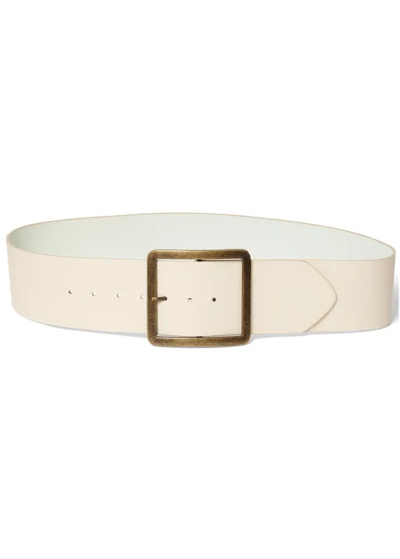 Wide Buckle Square Belt - White sold by VENUS