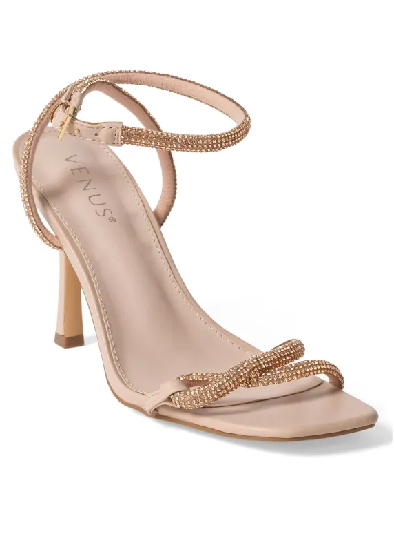 Embellished Twist Heels - Pale Pink sold by VENUS