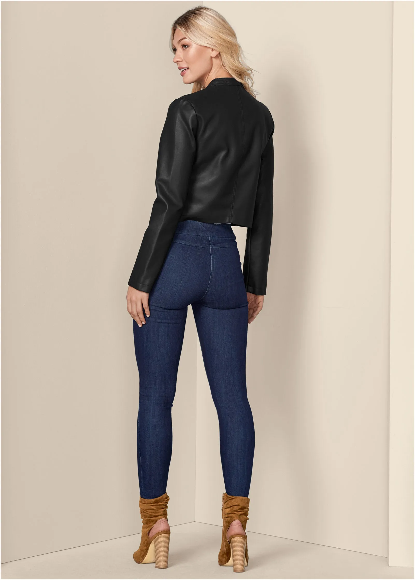 Faux-Leather Lace-Up Jacket - Black sold by VENUS product image thumbnail 2