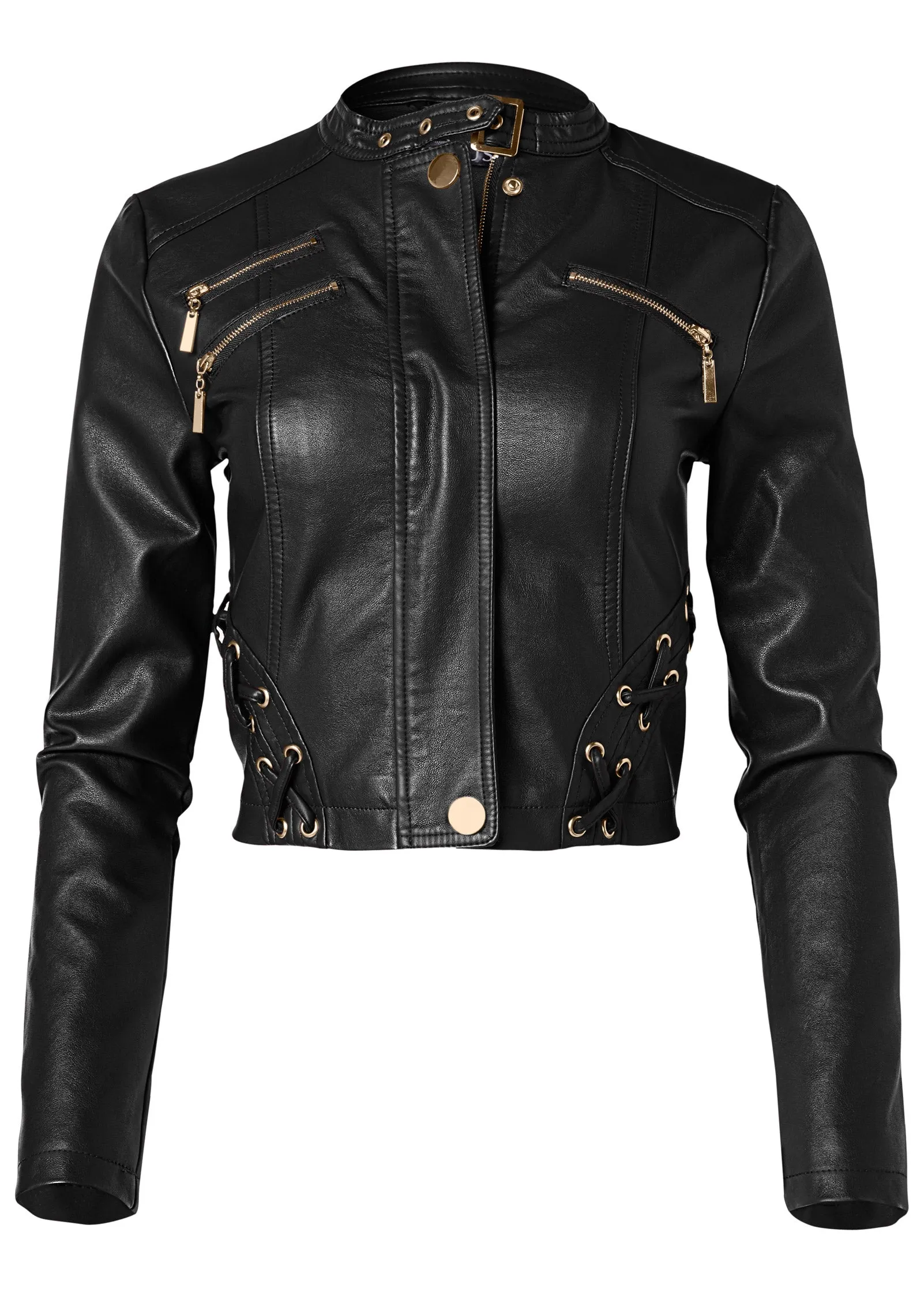 Faux-Leather Lace-Up Jacket - Black sold by VENUS product image thumbnail 5