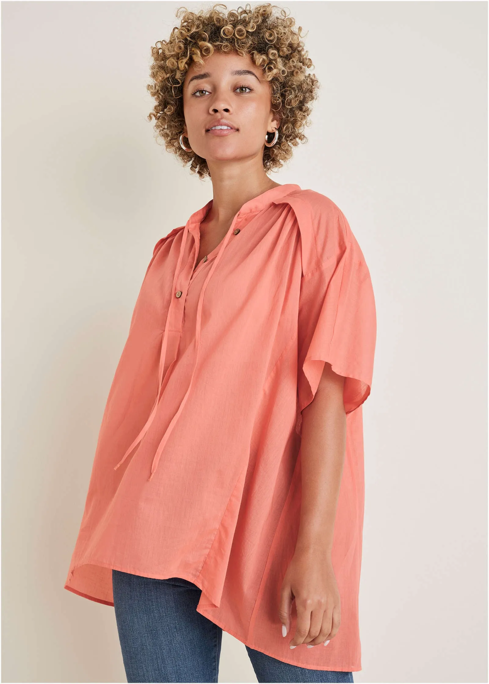 Flowy Tunic Blouse - Burnt Coral sold by VENUS