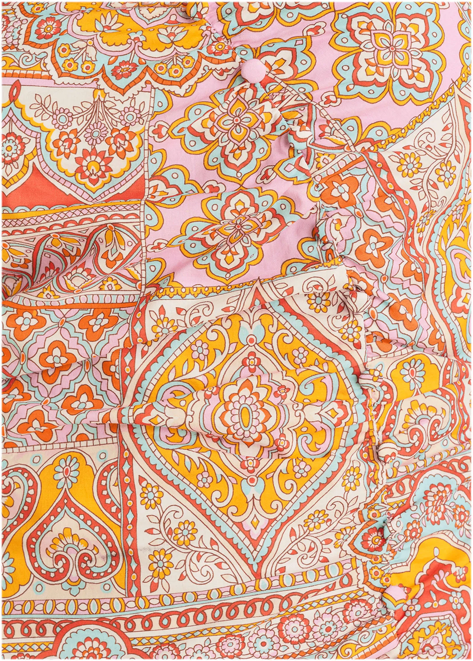 Balloon Sleeve Mini Dress - Medallion Golden Patchwork sold by VENUS product image thumbnail 5