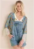V-Back Denim Overalls - Light Wash sold by VENUS