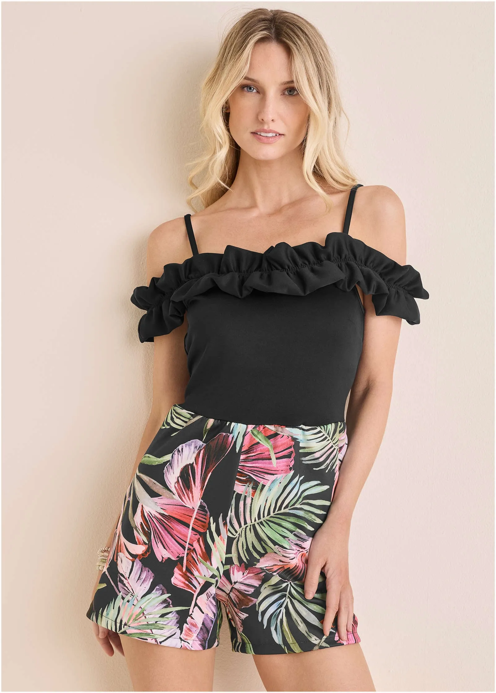 Off-The-Shoulder Romper - Illuminated Jungle sold by VENUS product image thumbnail 2
