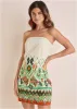 Linen Strapless Mini Dress - Seti Olive Ikat sold by VENUS