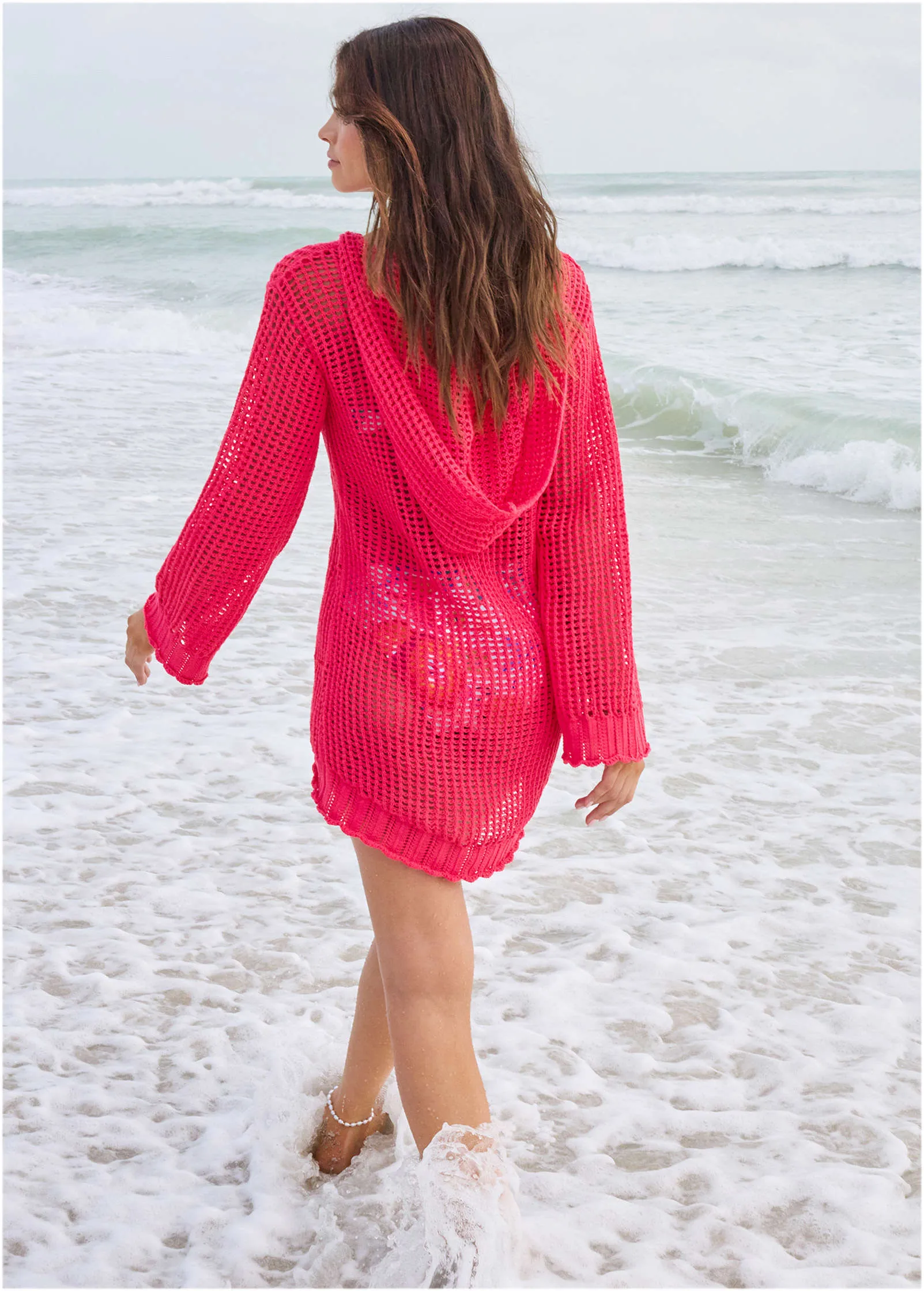 Crochet Cover-Up Dress - Raspberry sold by VENUS product image thumbnail 3