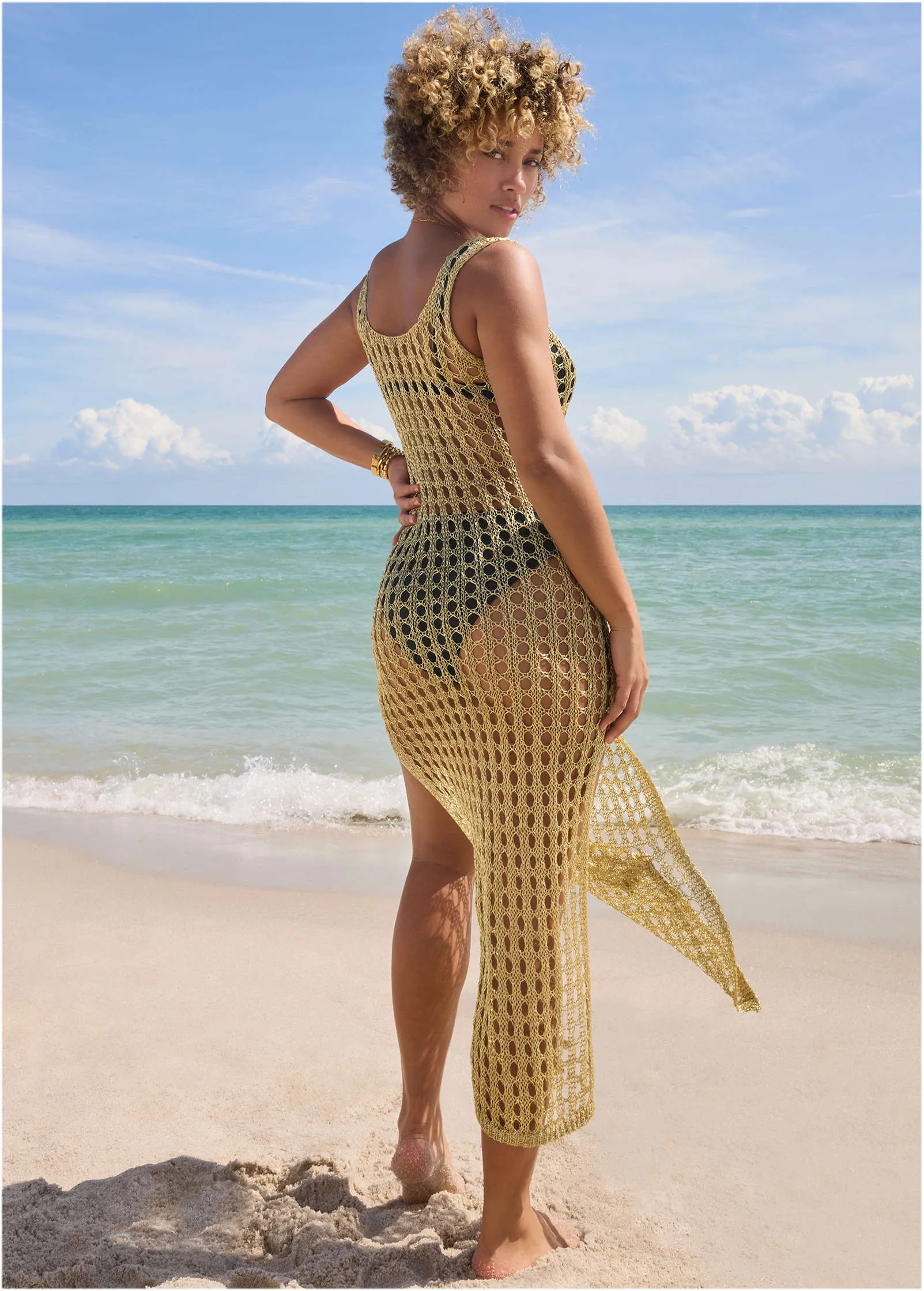 Bling Maxi Cover-Up Dress - Glittery Gold sold by VENUS product image thumbnail 2
