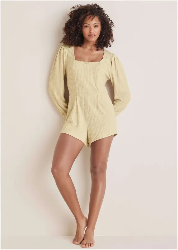 Brunch Knit Romper - Macadamia sold by VENUS