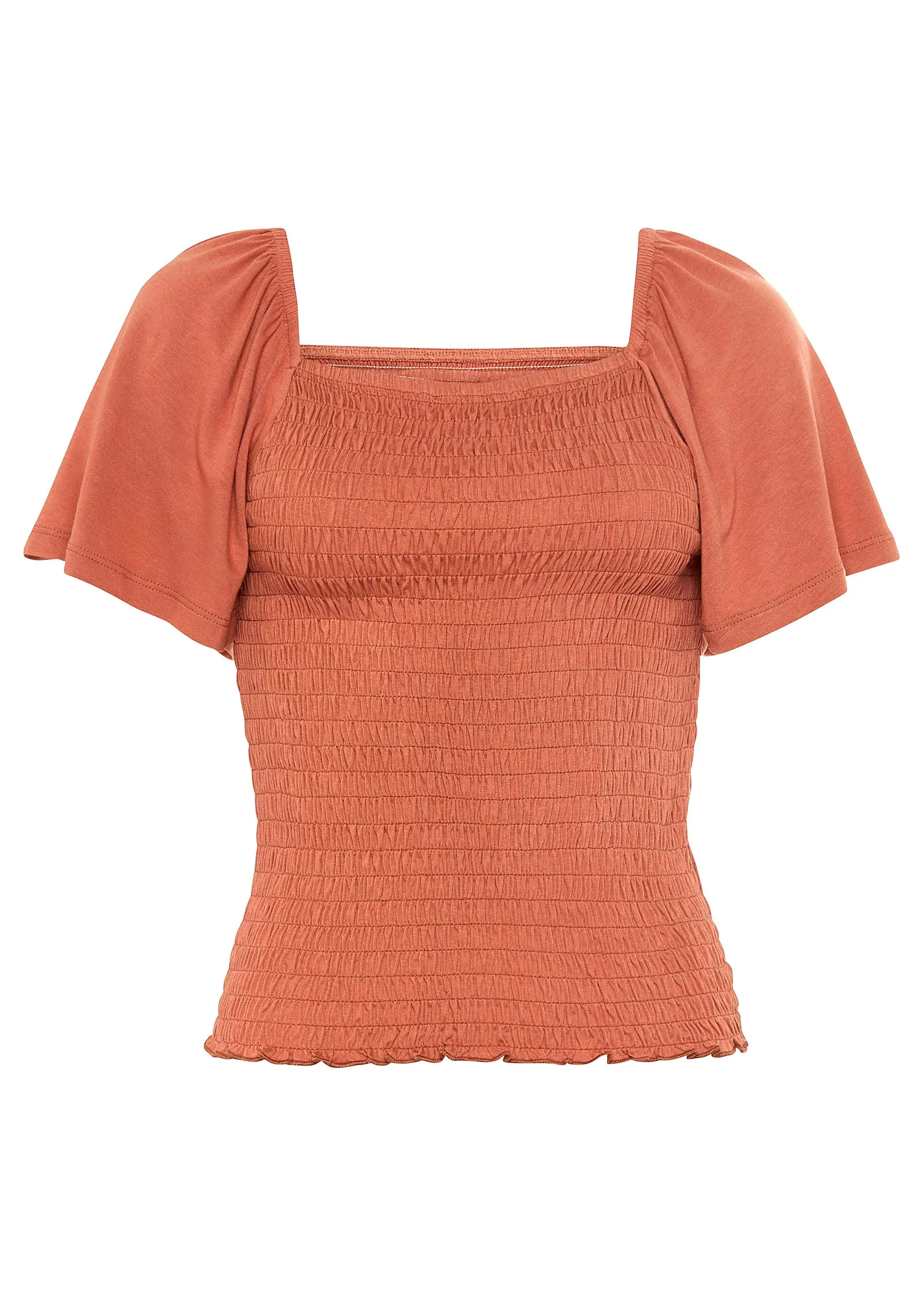 Square Neck Smocked Top - Orange sold by VENUS product image thumbnail 2
