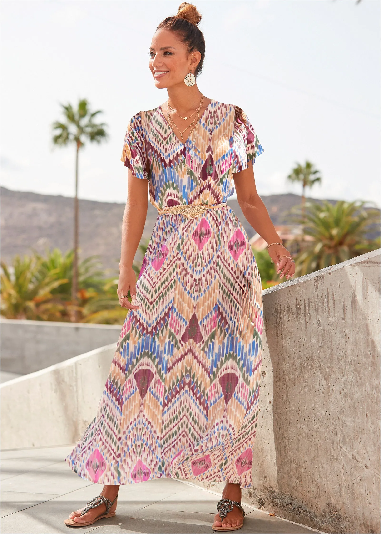 Abstract Print Maxi Dress - White Multi sold by VENUS