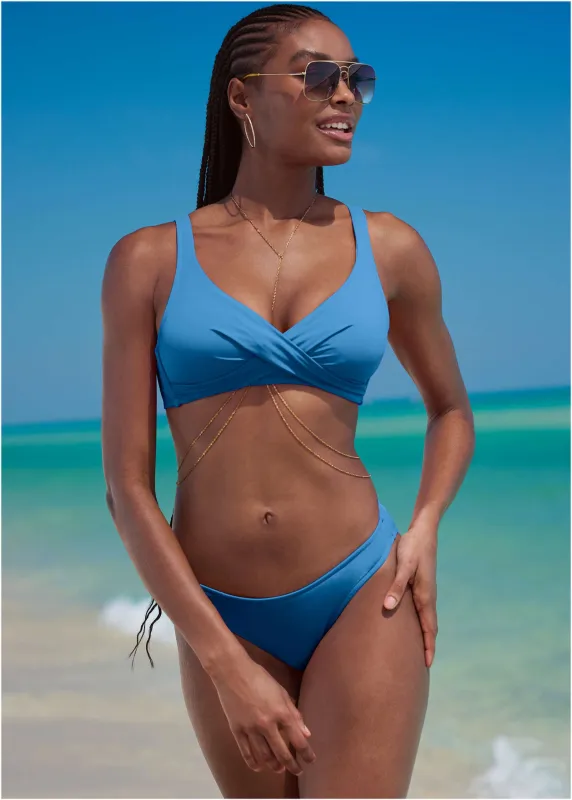 Lovely Lift Wrap Bikini Top - Azure Blue sold by VENUS