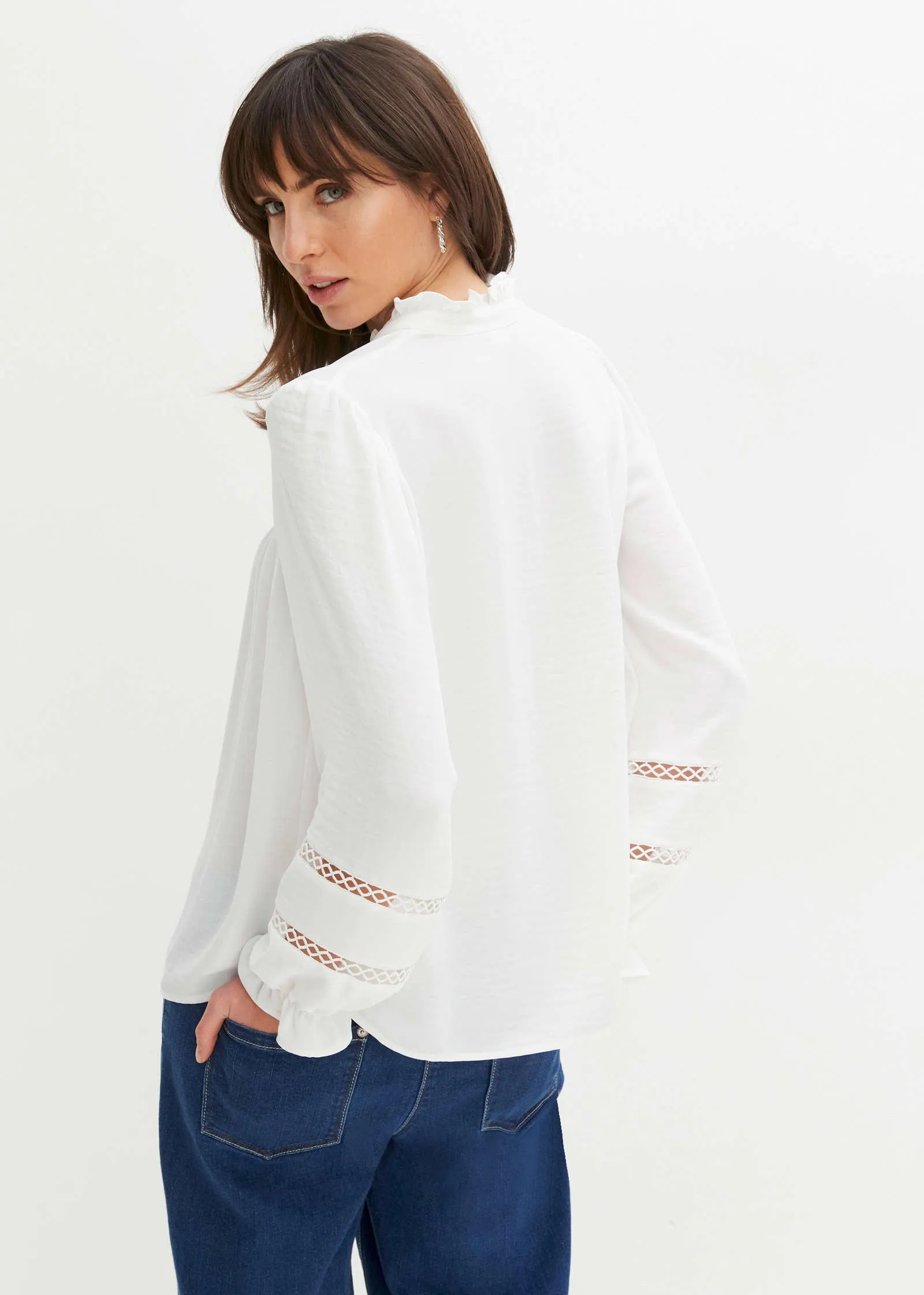 Lace Trim Blouse - White sold by VENUS product image thumbnail 3