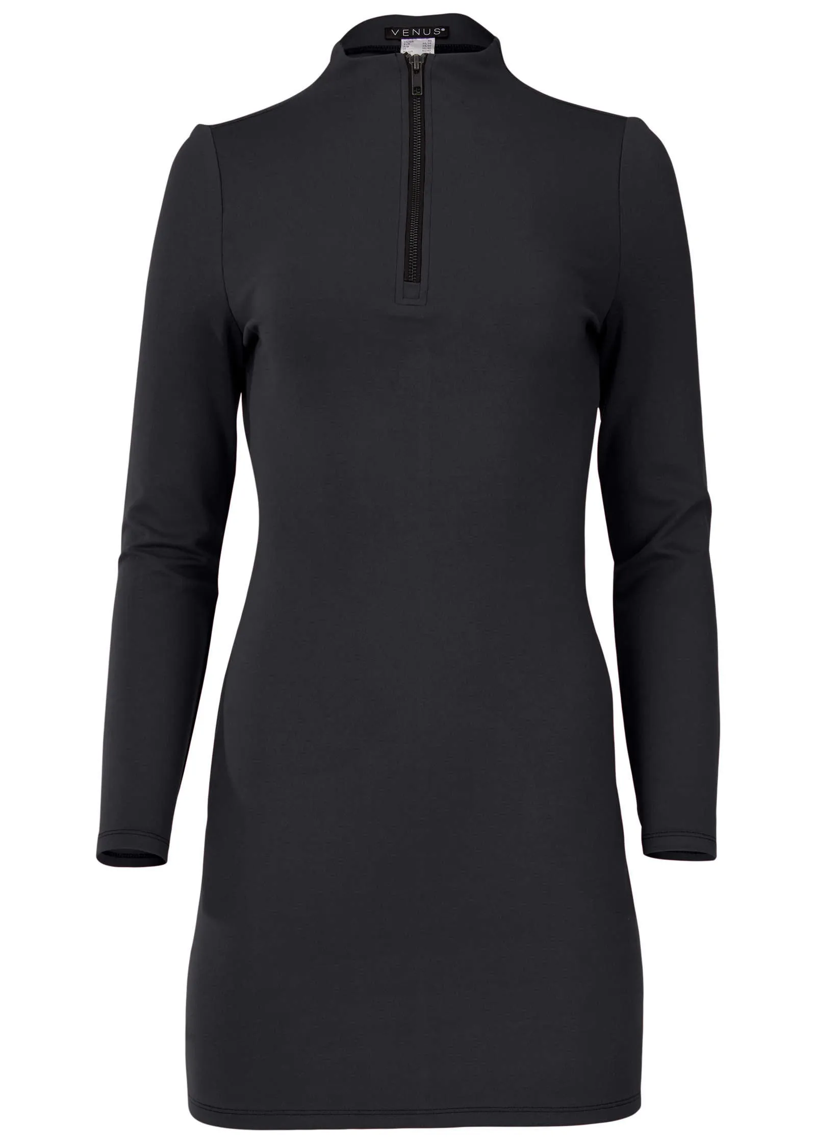 Ponte Zip Front Mini Dress - Black sold by VENUS product image thumbnail 3