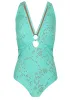 Lace Criss Cross One Piece - Light Teal sold by VENUS
