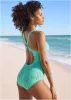 Lace Criss Cross One Piece - Light Teal sold by VENUS