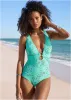 Lace Criss Cross One Piece - Light Teal sold by VENUS