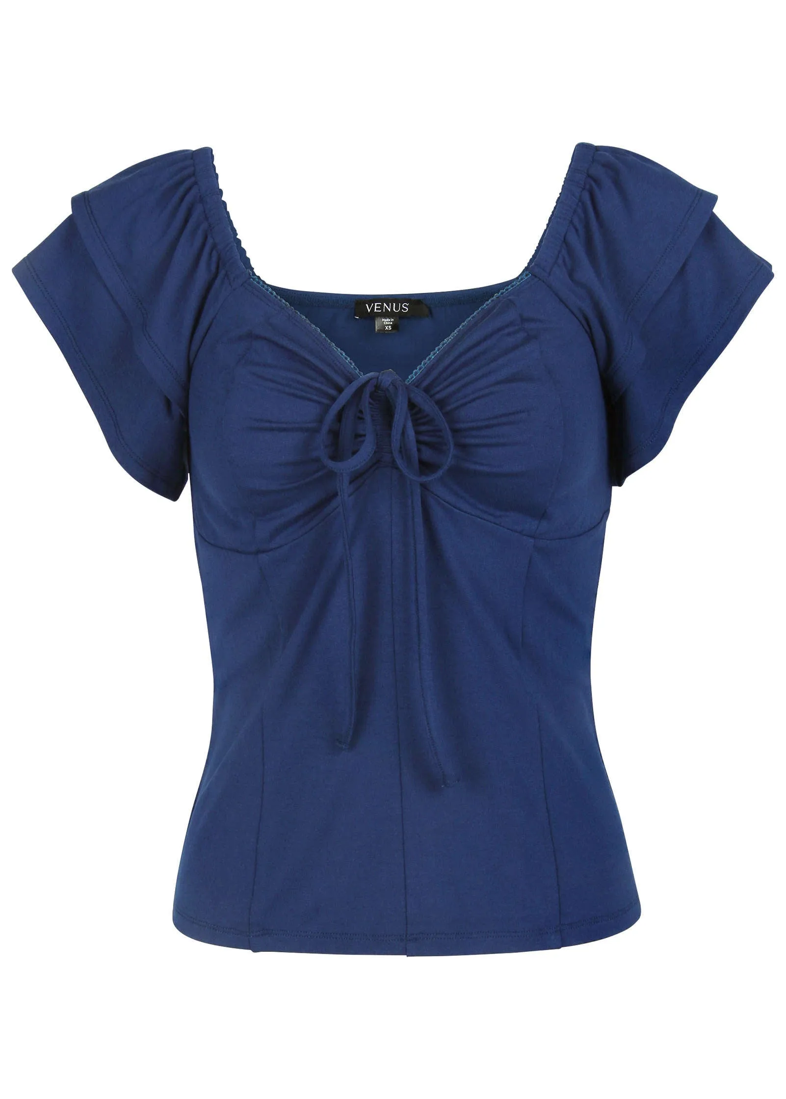 Flutter Sleeve Fitted Top - Dark Blue sold by VENUS product image thumbnail 5