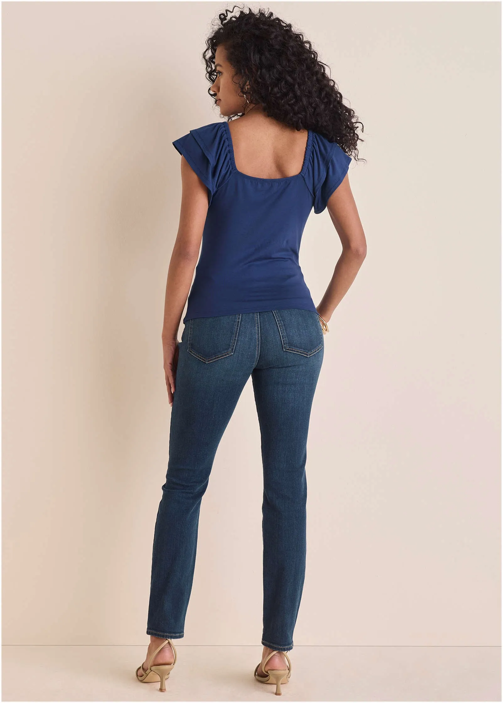 Flutter Sleeve Fitted Top - Dark Blue sold by VENUS product image thumbnail 3