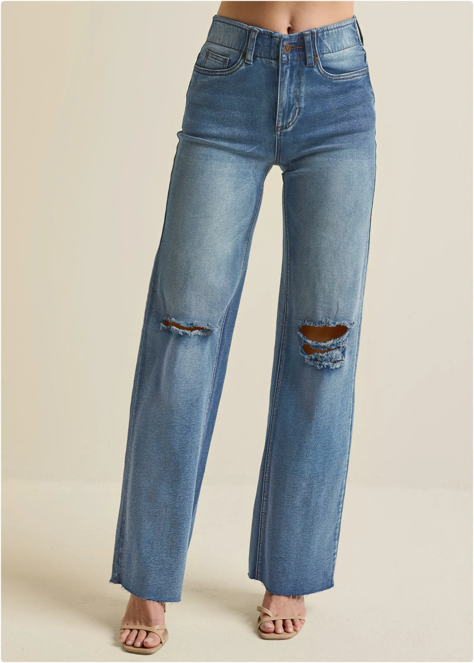 Laura Crop Wide Leg Jean - Medium Wash sold by VENUS product image thumbnail 2