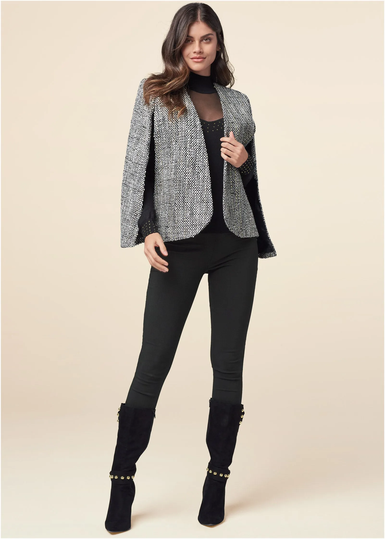 Tweed Cape With Lurex - Black Multi sold by VENUS product image thumbnail 2