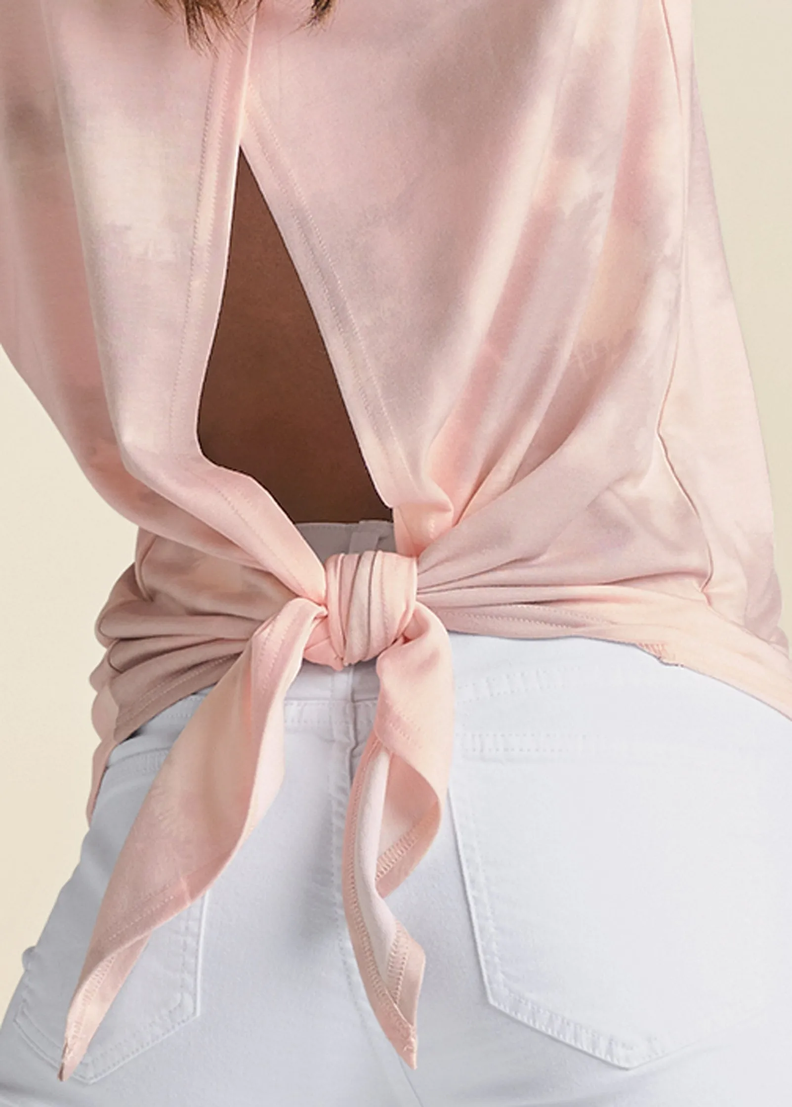 Sand Dune Tie-Dye Back-Tie T-Shirt - Blush Multi sold by VENUS product image thumbnail 5