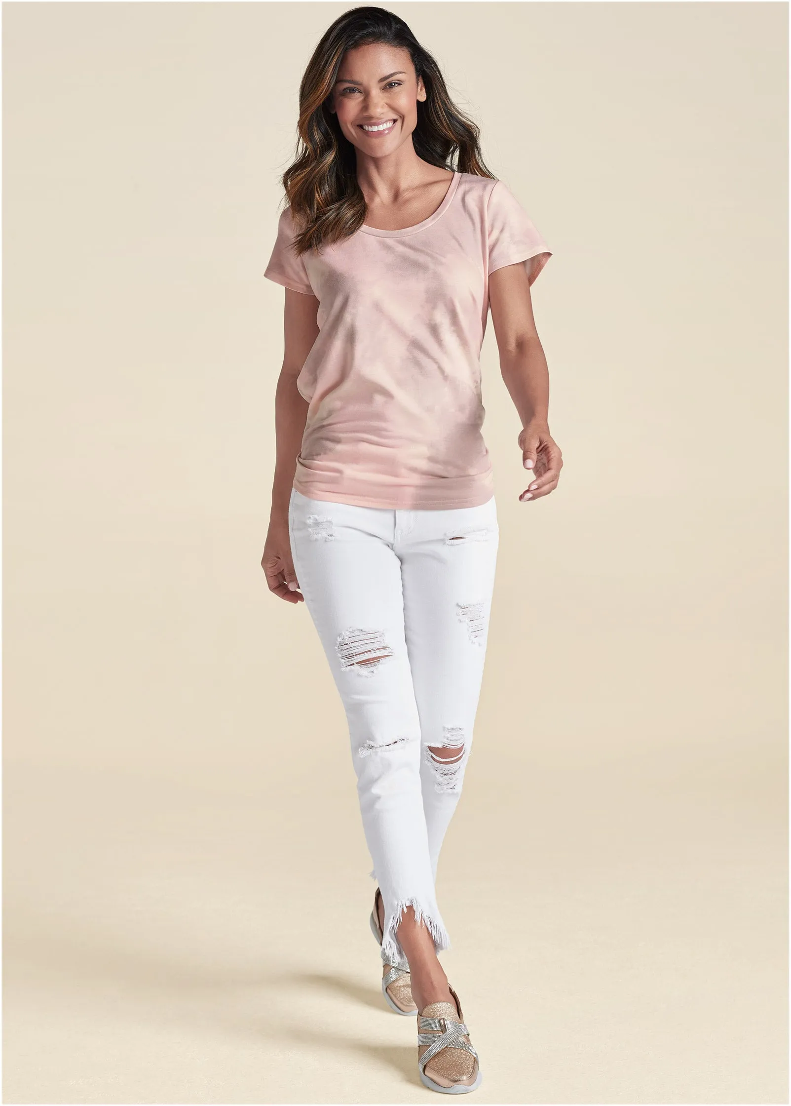 Sand Dune Tie-Dye Back-Tie T-Shirt - Blush Multi sold by VENUS product image thumbnail 2