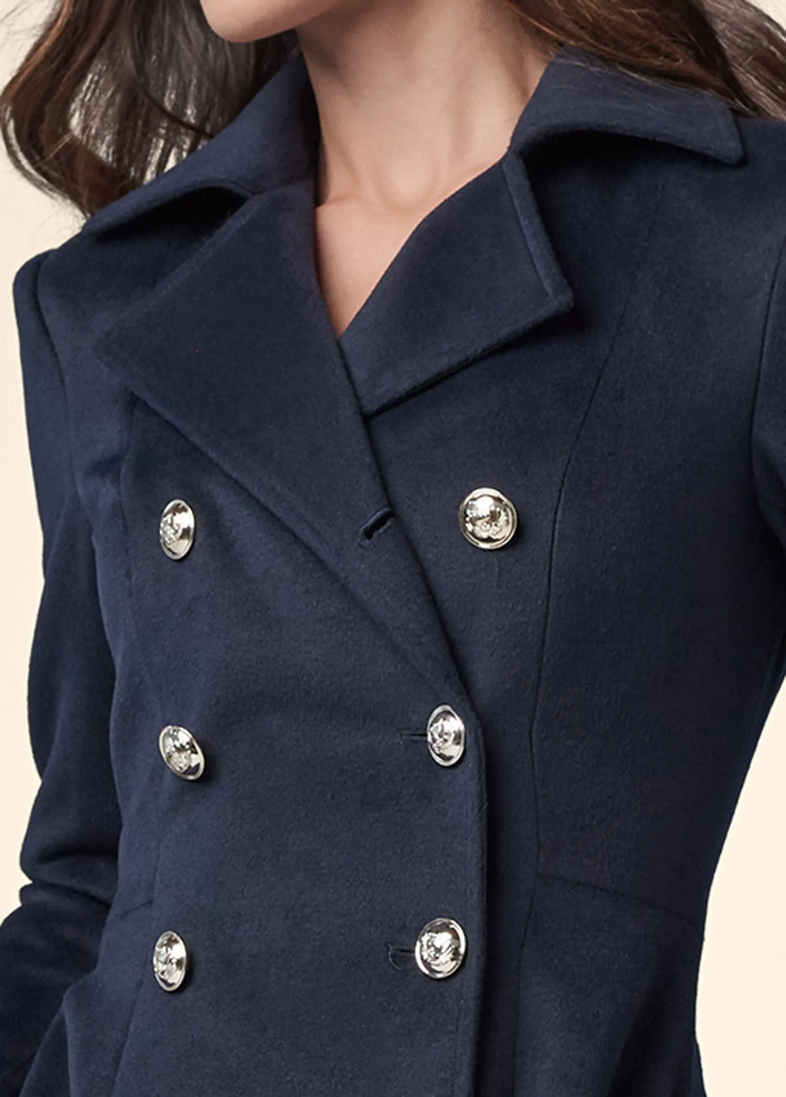 Doube Breasted Full Length Coat - Navy sold by VENUS product image thumbnail 3