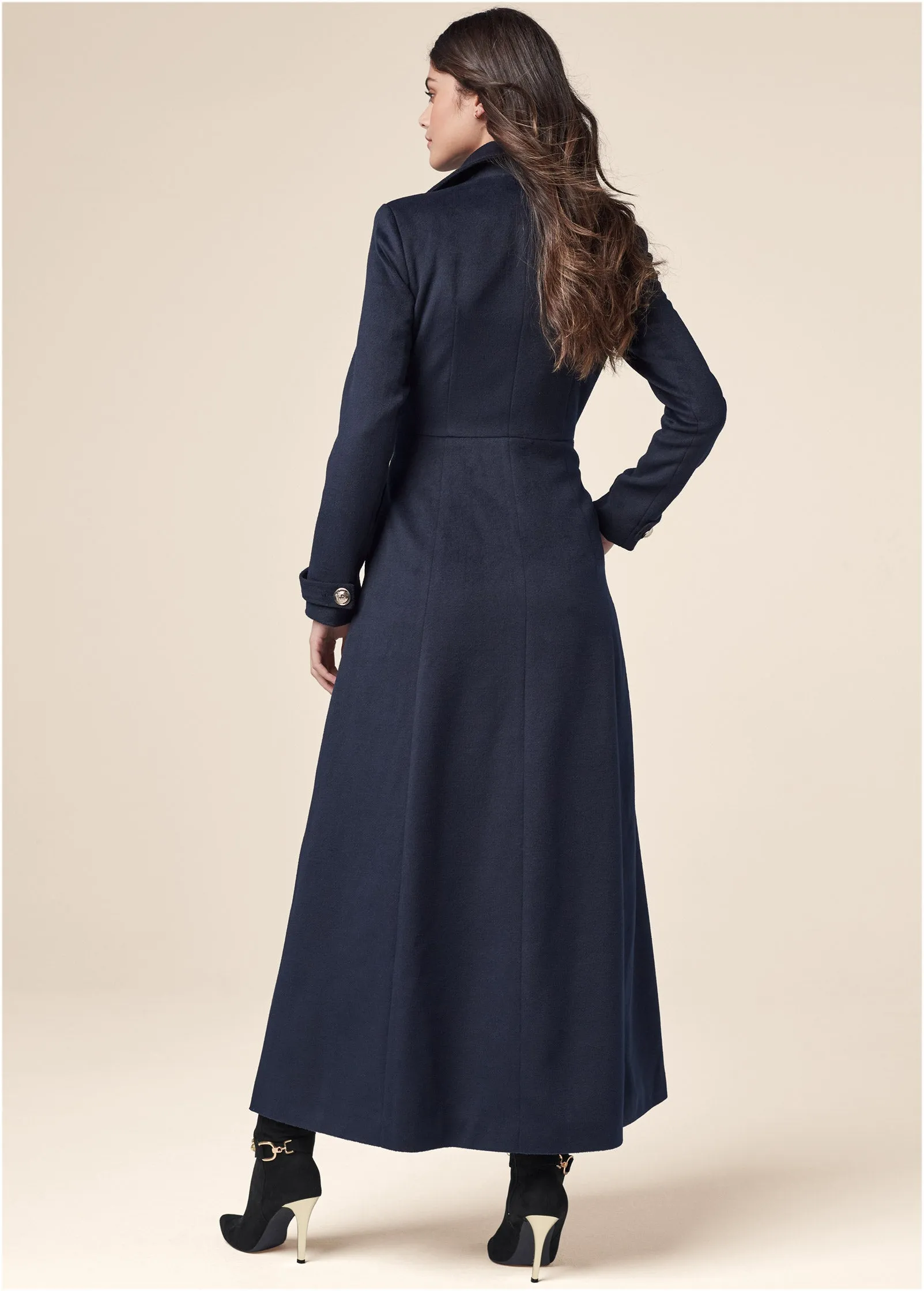 Doube Breasted Full Length Coat - Navy sold by VENUS product image thumbnail 2