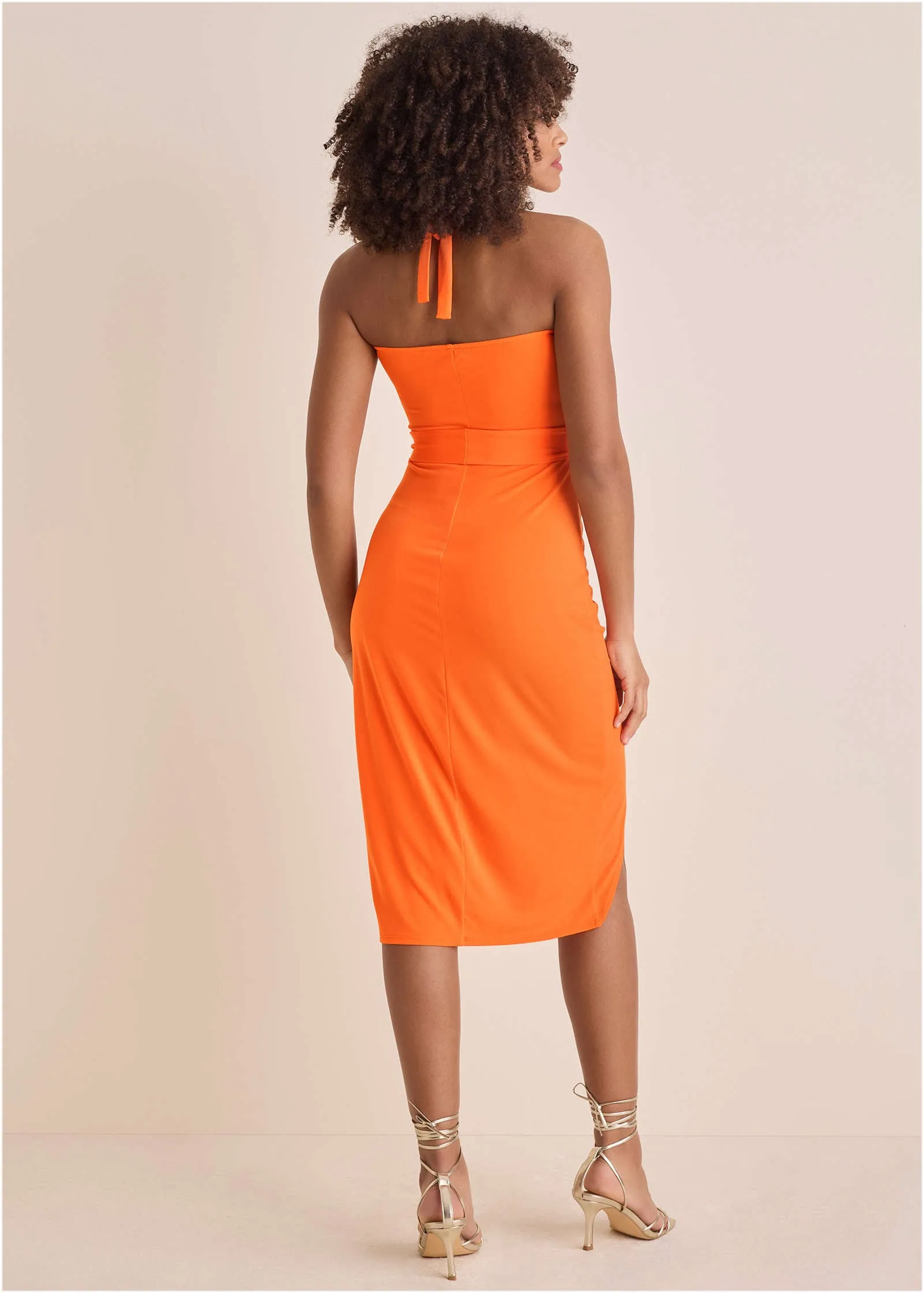 Side Tie Halter Midi - Orange sold by VENUS product image thumbnail 2