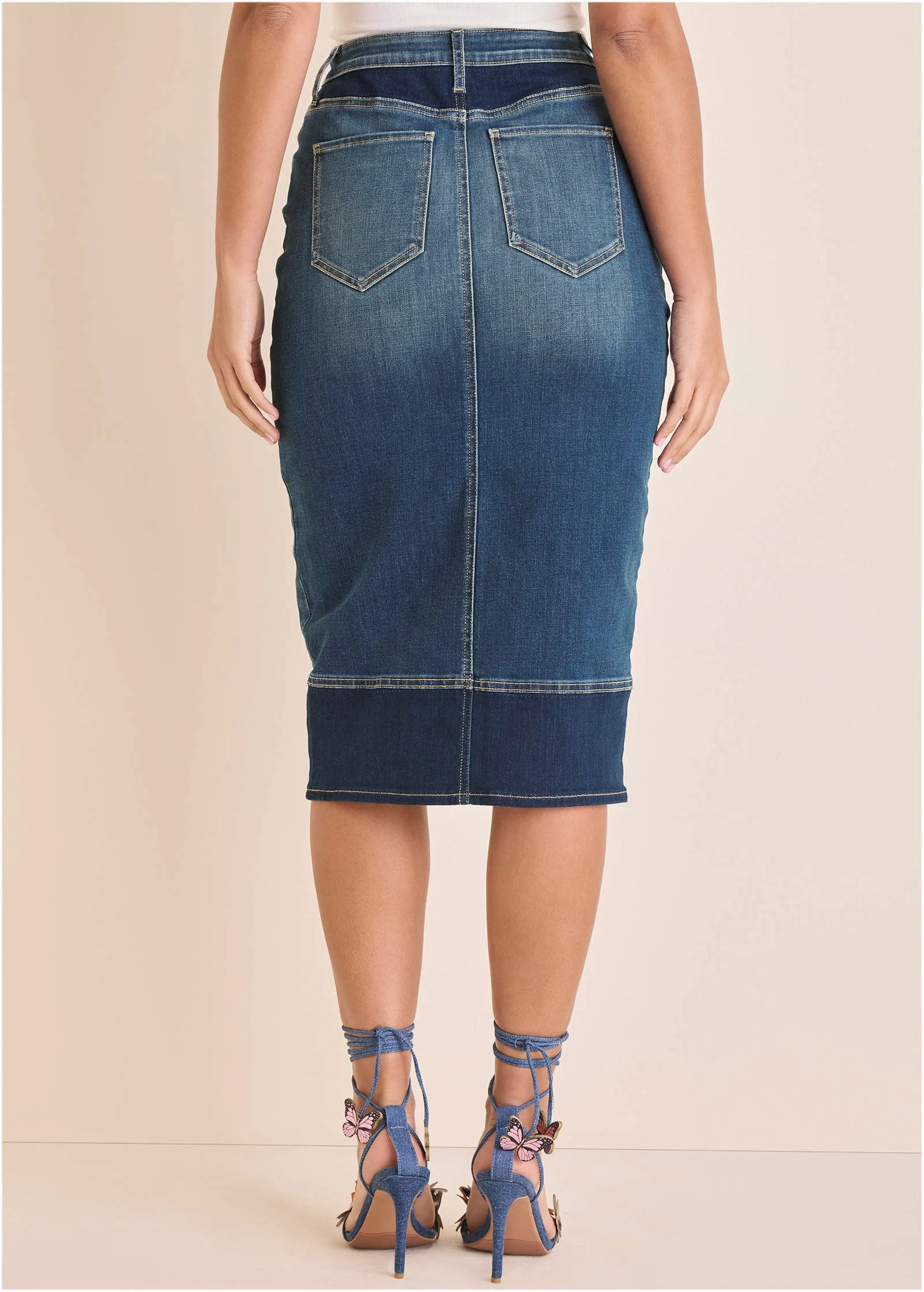 Denim Midi Skirt - Medium & Dark Wash sold by VENUS product image thumbnail 3