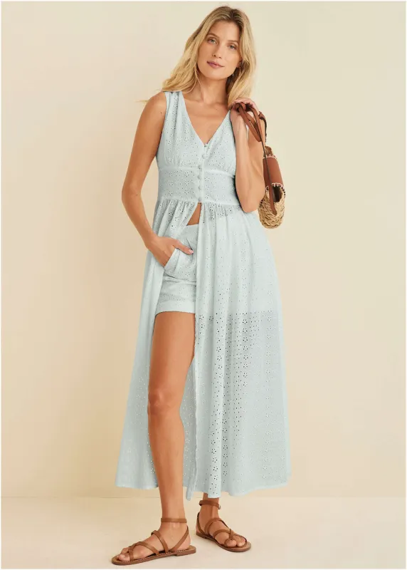 Eyelet Maxi Top - Skywriting sold by VENUS