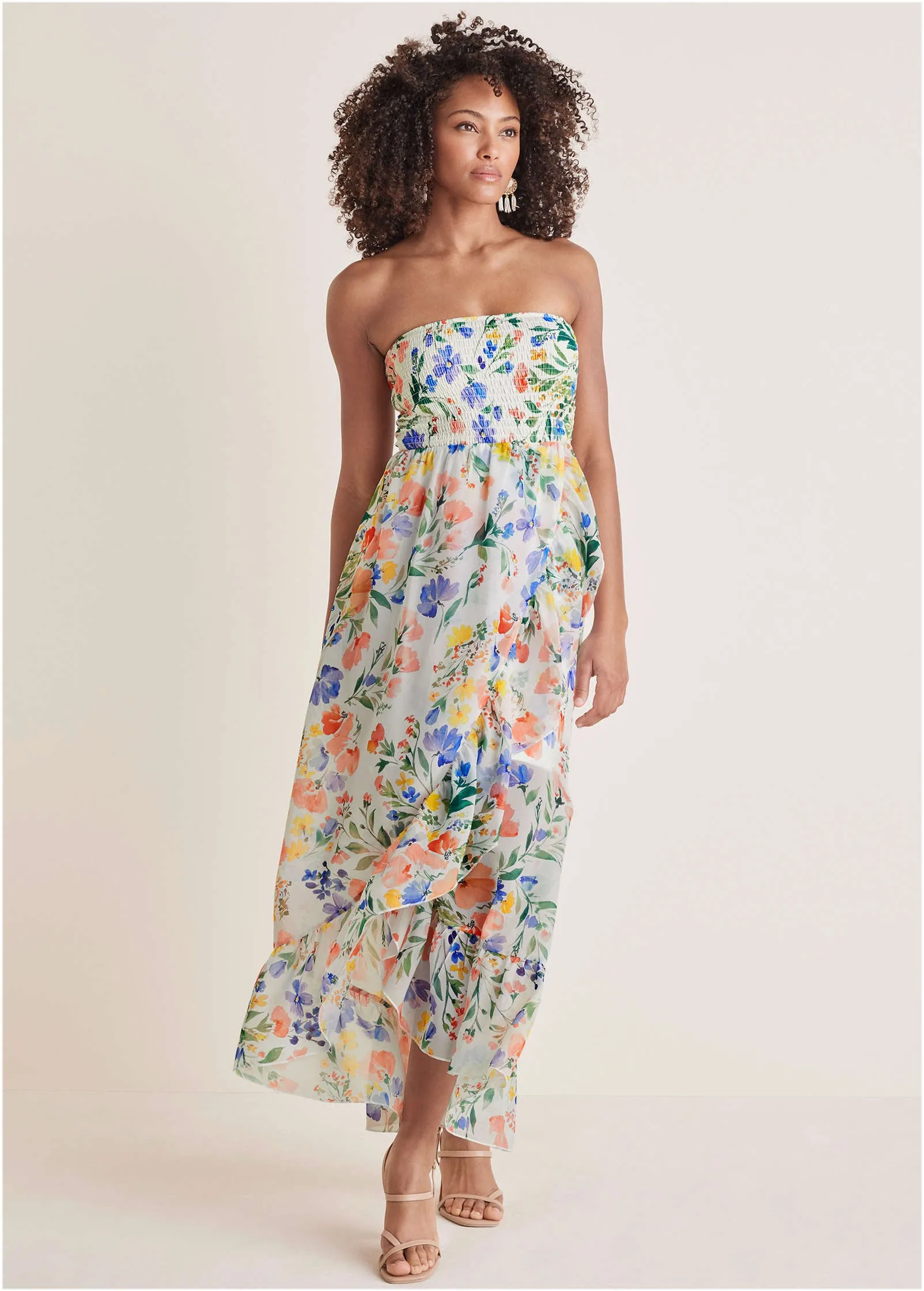 Strapless Smocked Maxi - Field Of Flowers sold by VENUS
