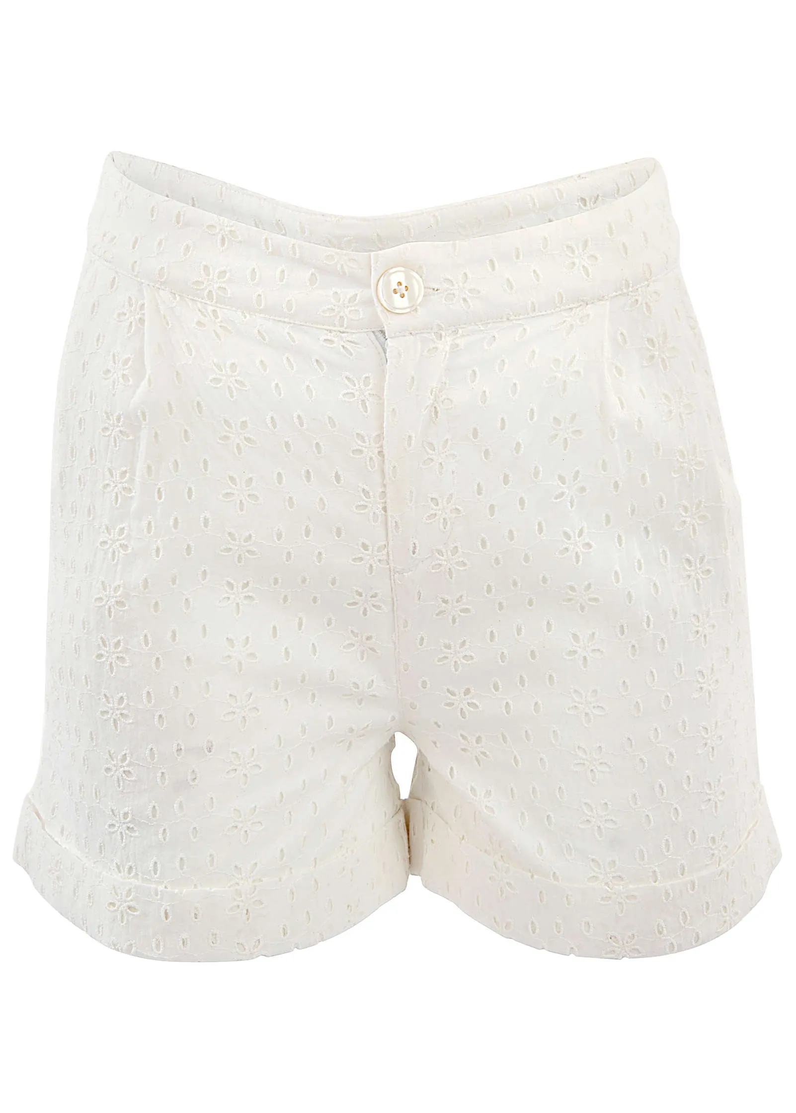 Eyelet Cuffed Button Shorts - Off White sold by VENUS product image thumbnail 5