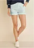 Eyelet Cuffed Button Shorts - Skywriting sold by VENUS