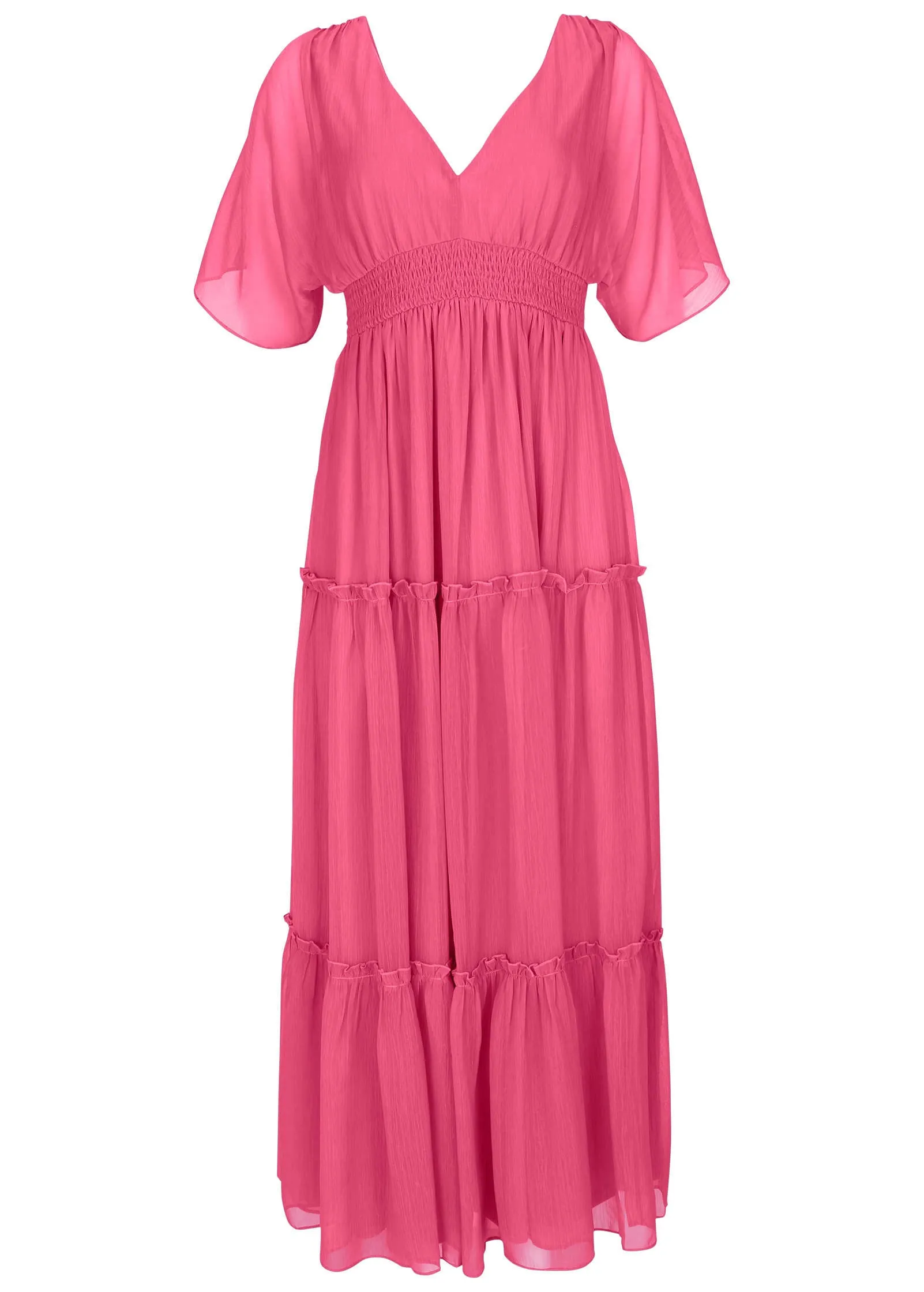 Flutter Sleeve Maxi Dress - Hot Pink sold by VENUS product image thumbnail 4