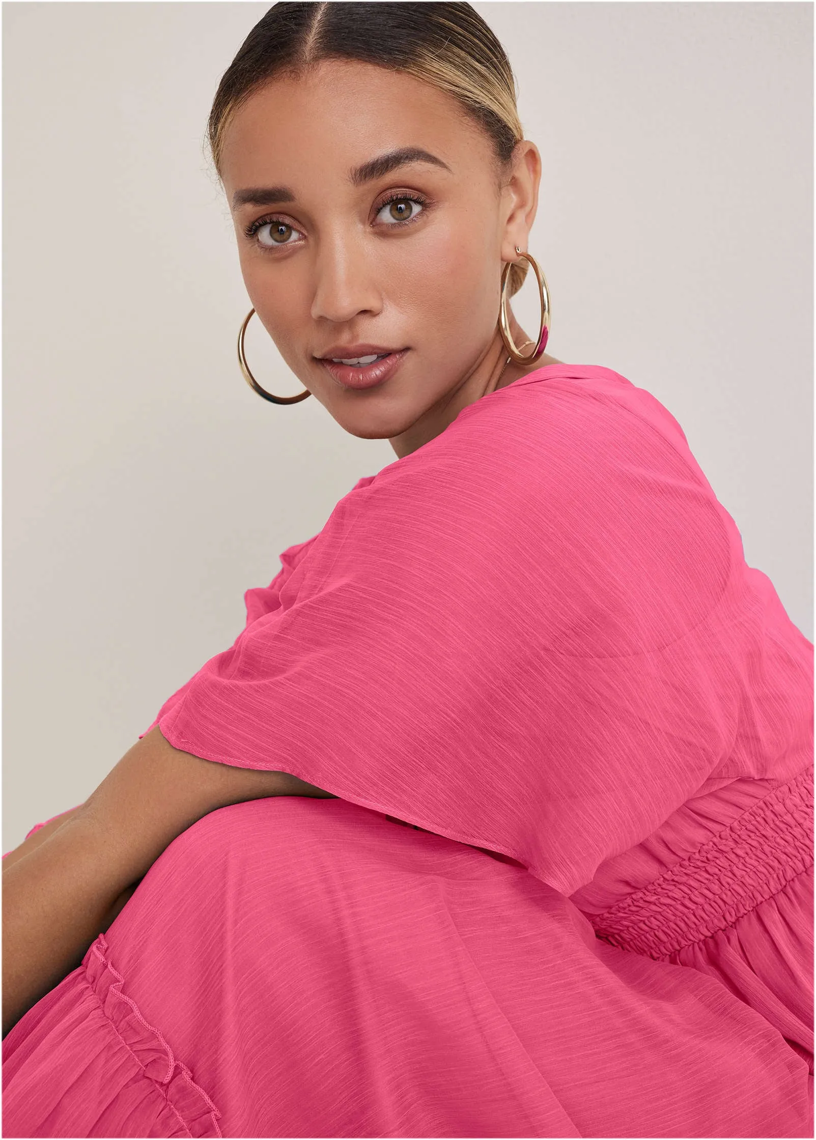 Flutter Sleeve Maxi Dress - Hot Pink sold by VENUS product image thumbnail 3