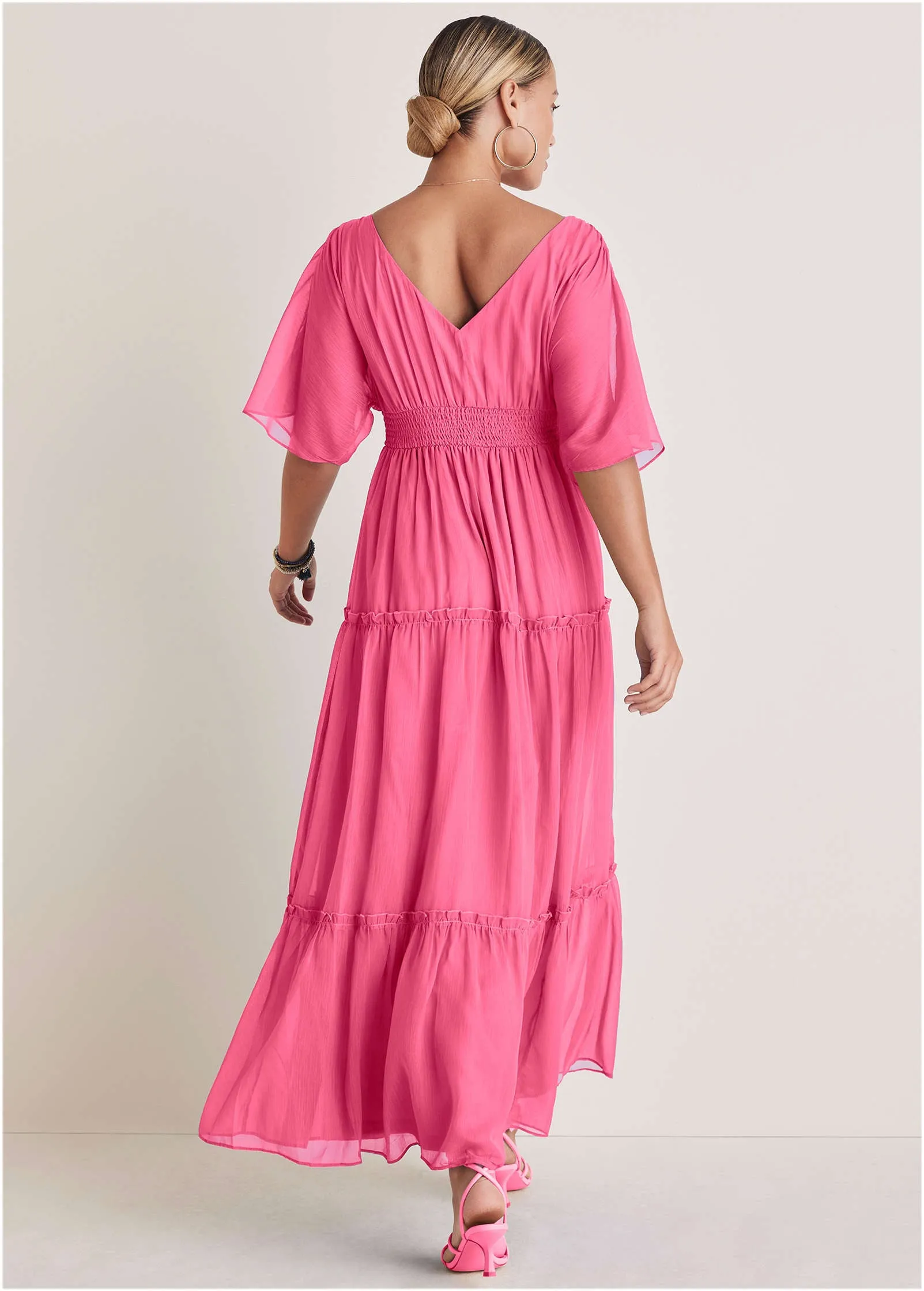 Flutter Sleeve Maxi Dress - Hot Pink sold by VENUS product image thumbnail 2
