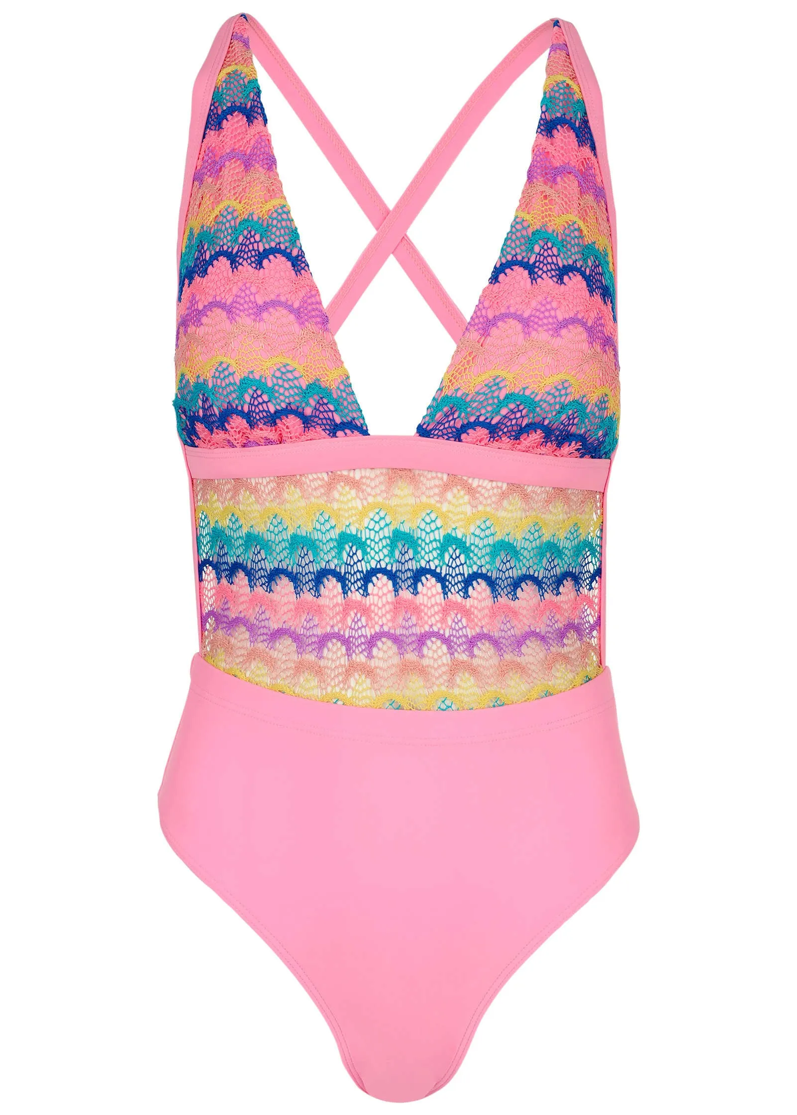 Crochet Open Back One-Piece - Pink Multi sold by VENUS product image thumbnail 4
