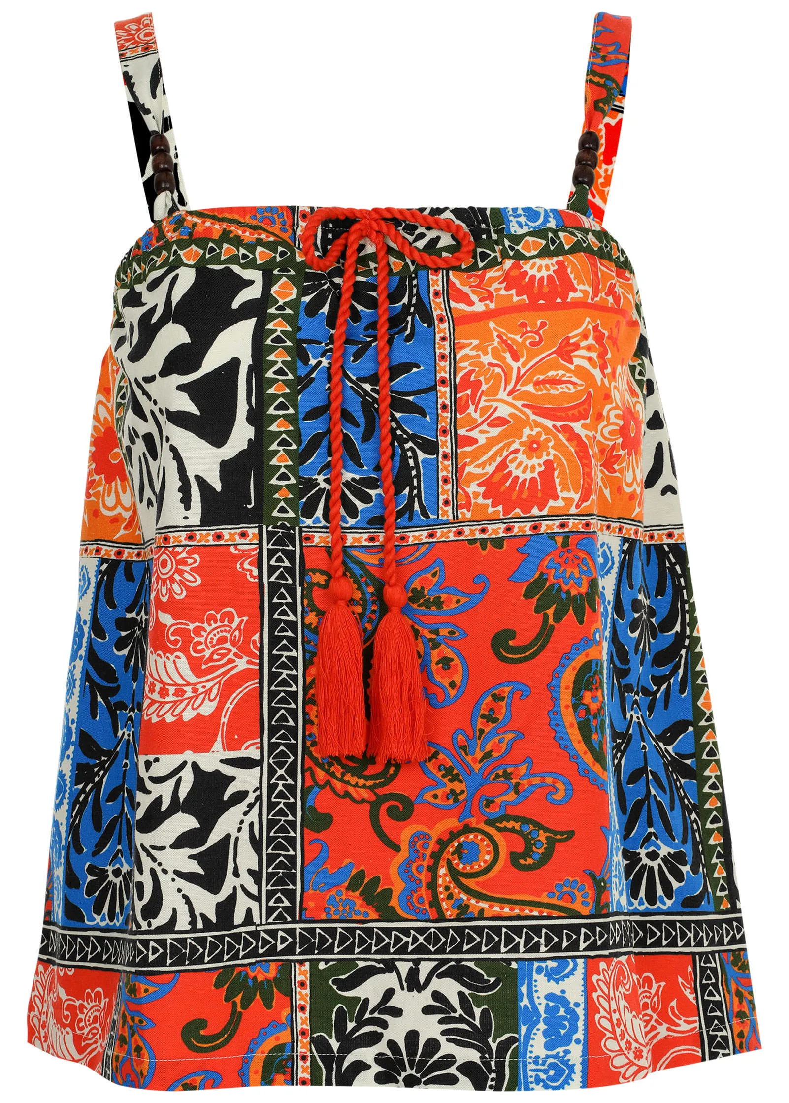 Printed Linen Tank - Tamarini Garden Tile sold by VENUS product image thumbnail 4