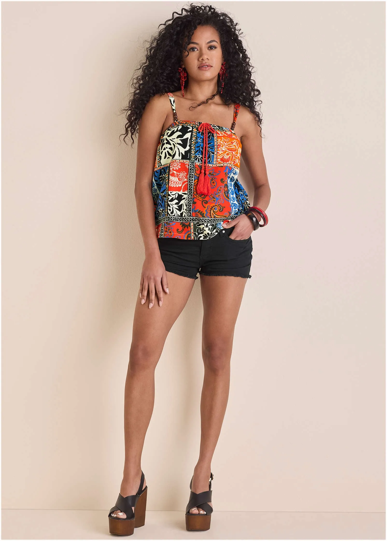 Printed Linen Tank - Tamarini Garden Tile sold by VENUS product image thumbnail 2