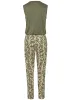 Button Front Jumpsuit - Khaki Multi sold by VENUS