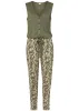 Button Front Jumpsuit - Khaki Multi sold by VENUS